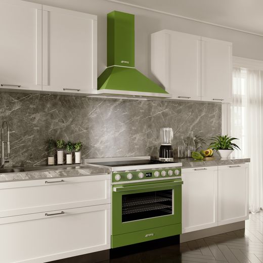Smeg Portofino CPF9iPOG 90cm Electric Range Cooker with Induction Hob - Olive Green