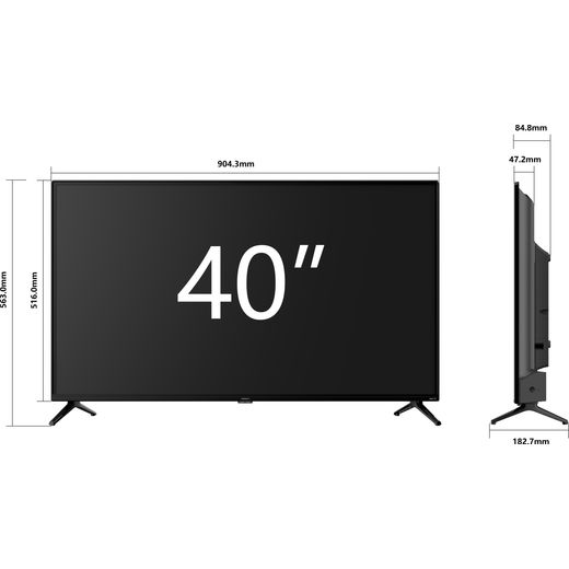 Veltech 40" Full HD Smart Roku TV - Annotation- dimension shot 