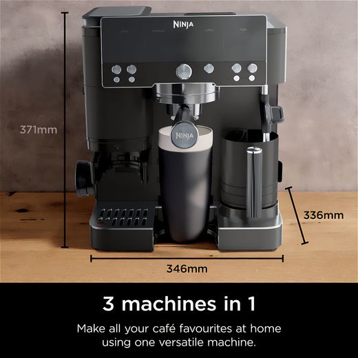 Ninja Luxe Café Premier Espresso Coffee Machine - Midnight Black - Annotation - Dimension shot