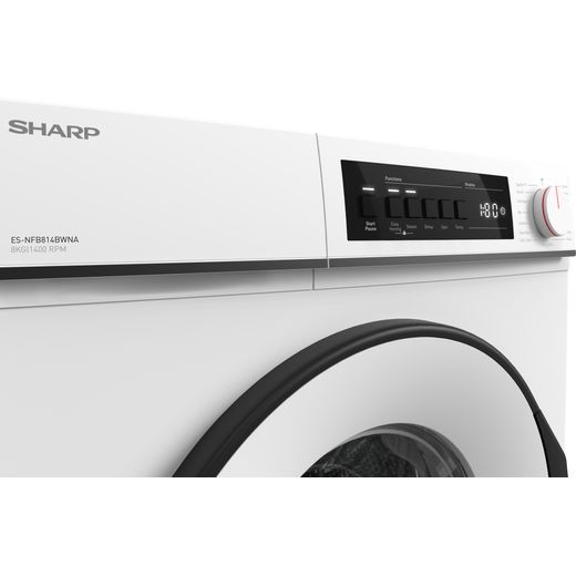 Sharp ES-NFB814BWNA-EN 8kg Washing Machine with 1400 rpm - White - Control panel