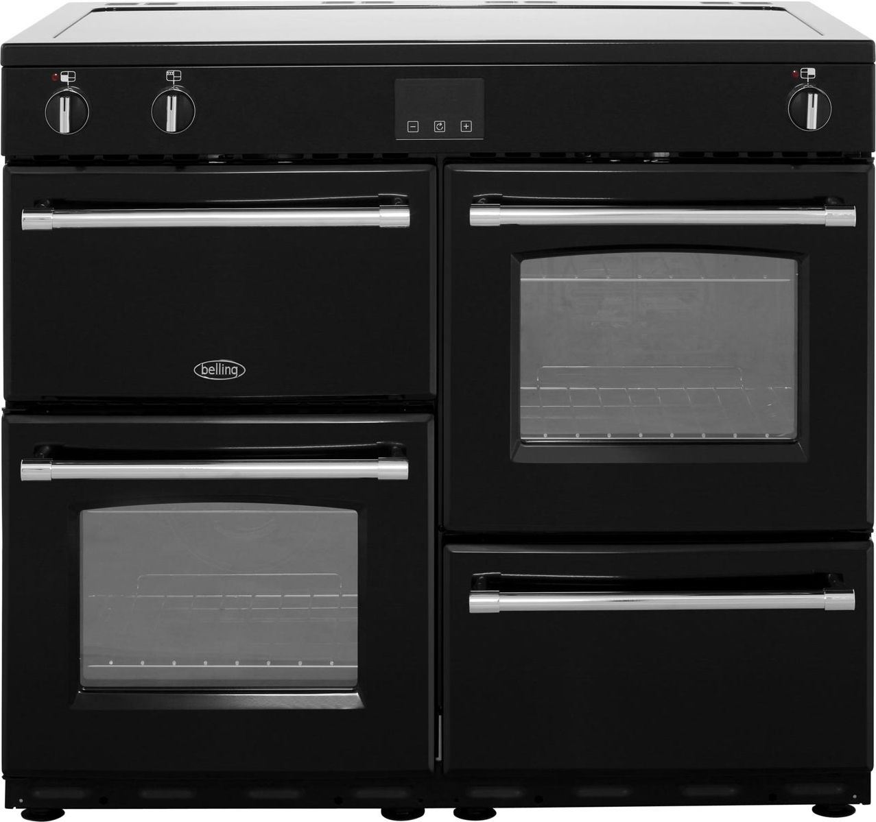 Belling Farmhouse100Ei 100cm Electric Range Cooker with Induction Hob - Black - A/A Rated, Black