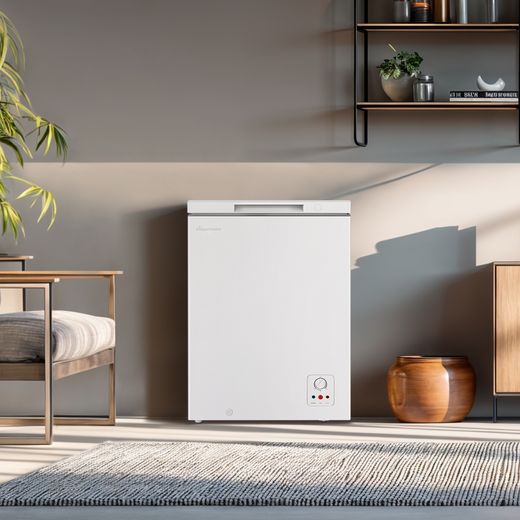 Fridgemaster Chest Freezer - White - freezer in utility room shot