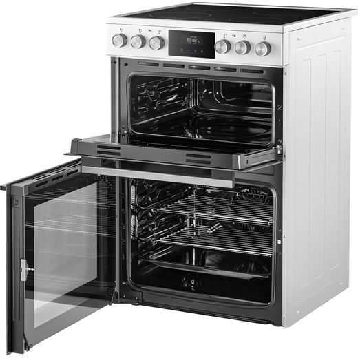 Midea MFO24EME4R118-WH 60cm Wide Double Oven Electric Cooker with Ceramic Hob - White - Left perpsective shot
