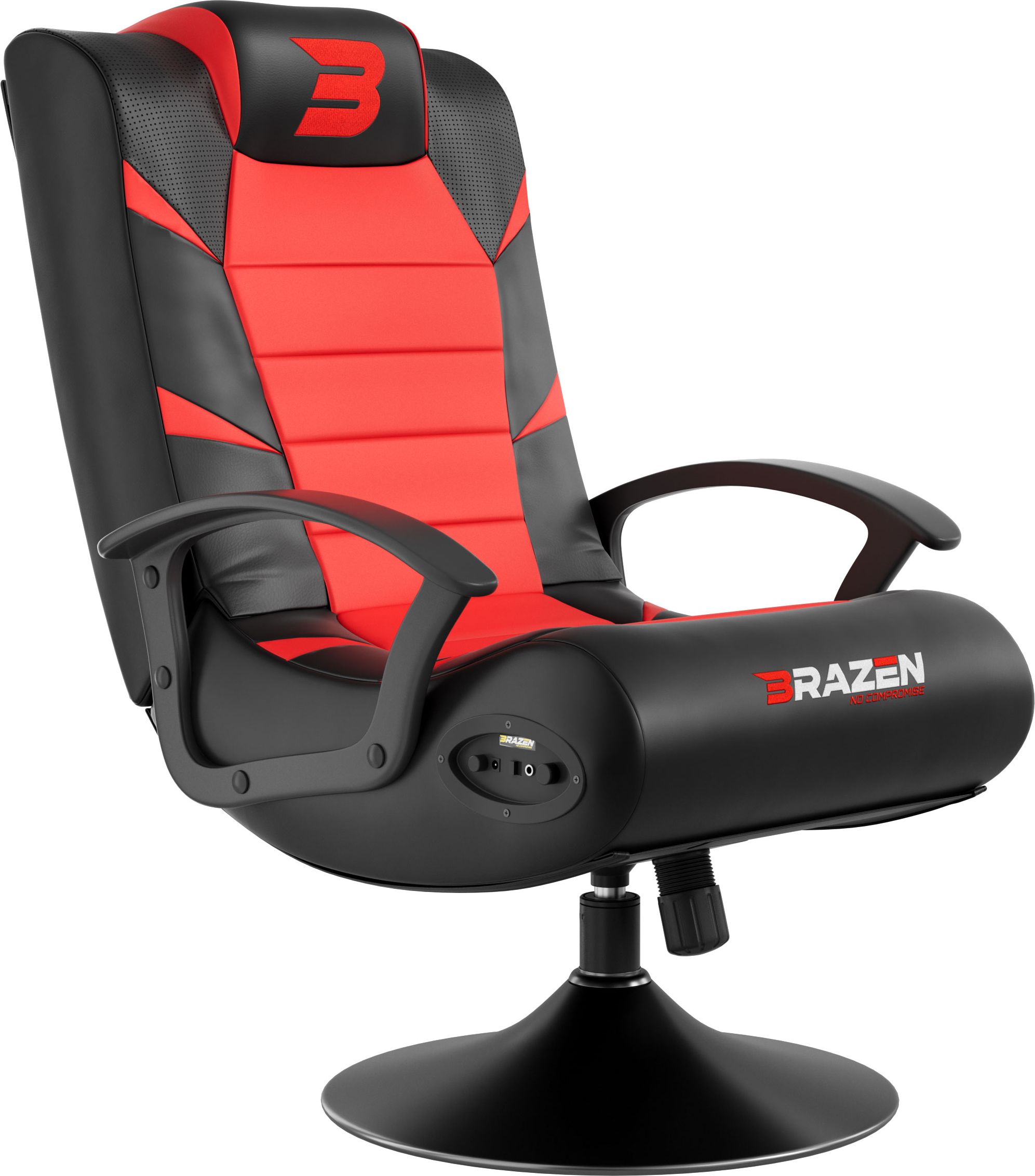 BraZen Pride Gaming Chair - Black - Faux Leather - 2.1 Bluetooth Surround Sound