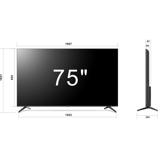 UX230 4K Ultra HD Smart Roku TV - Dimension shot 