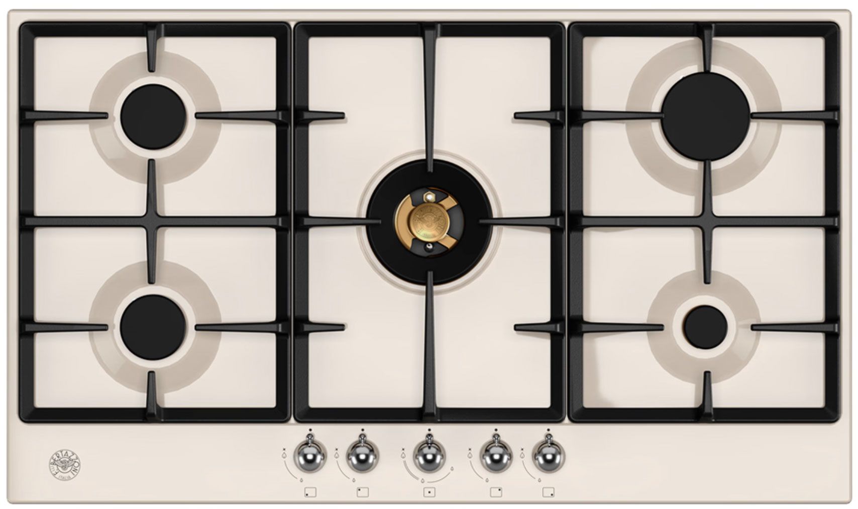 Bertazzoni 90cm Gas Hob - Cream - 5 Burners - Cast Iron Pan Supports