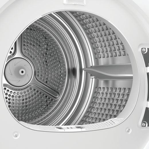 Haier HD80-D357U1-UK Wifi Connected Heat Pump Tumble Dryer - White - Drum closeup