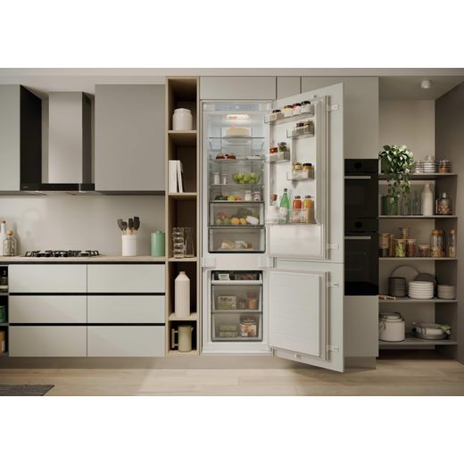 Hoover H-FRIDGE 400 Integrated 70/30 Total No Frost Fridge Freezer with Sliding Door Fixing Kit - White - Fridge freezer with door open shot