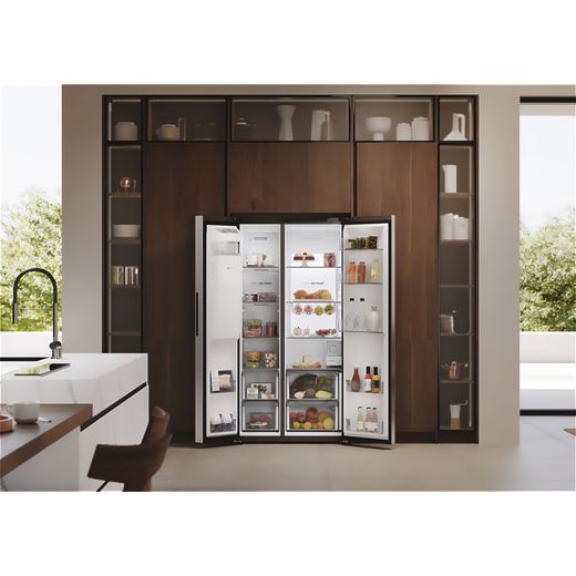 Haier SBS 90 Series 7 American Fridge Freezer - Stainless Steel  - Fridge freezer in kitchen shot