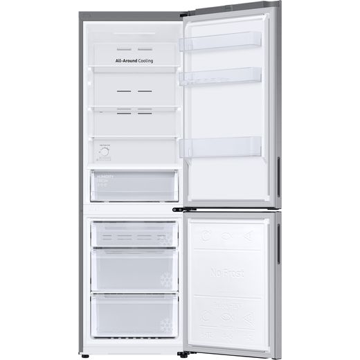 Samsung Frost Free Fridge Freezer - Silver - Front with door open shot