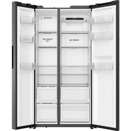 Hoover H-FRIDGE 700 MAXI American Fridge Freezer - Silver - Front with door open shot 