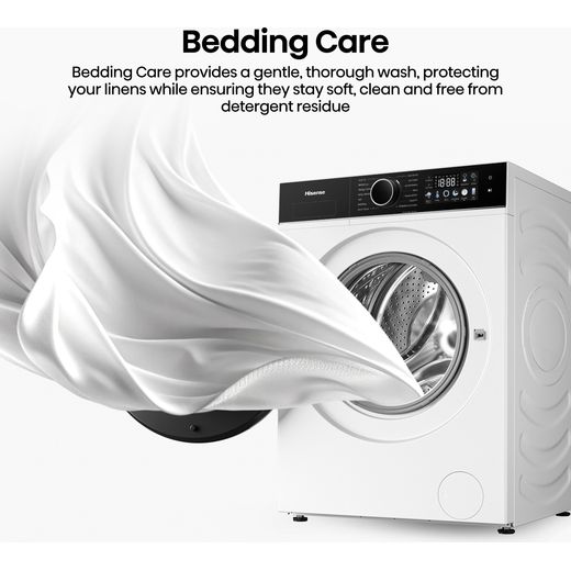 Hisense KitchenFit 3i Series WF3I9043BWFS2 9kg WiFi Connected Washing Machine with 1400 rpm - White - annotation - bedding care shot