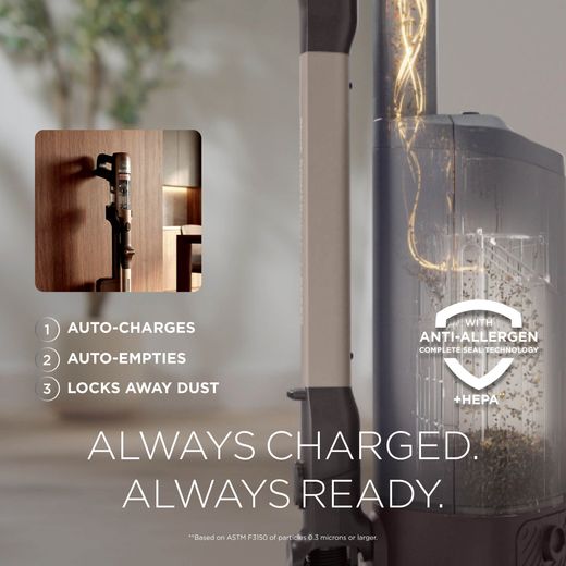 Shark Cordless Vacuum Cleaner with up to 60 Minutes Run Time - Walnut - Annotation - always charged shot