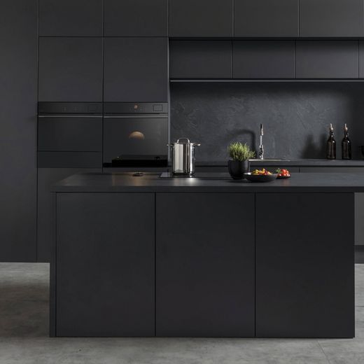 Hisense Hi8 BlackLine BAS6PH8BUKWF Wifi Connected Built In Electric Single Oven with Pyrolytic Cleaning - Black - oven in kitchen shot