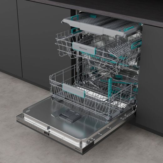 Hisense Integrated Standard Dishwasher - Silver - Dishwasher with door open shot
