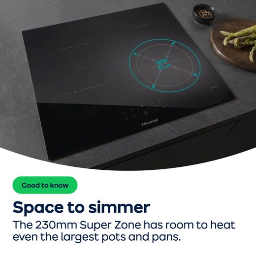 Hisense Hi4 HIC6422BSC 60cm Induction Hob - Black - AO Annotation - Super-Zone