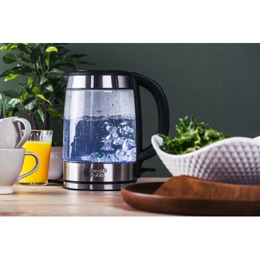 Russell Hobbs modern electric kettle boiling water using Schott