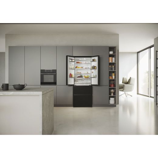 Haier American Fridge Freezer - Slate Black - Fridge freezer with door open shot