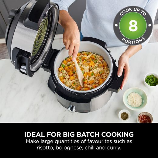 Ninja Foodi Max 15-in-1 SmartLid OL750UK 7.5 Litre Multi Cooker With Air Fryer Function - Stainless Steel / Black - Annotation - Batch cooking