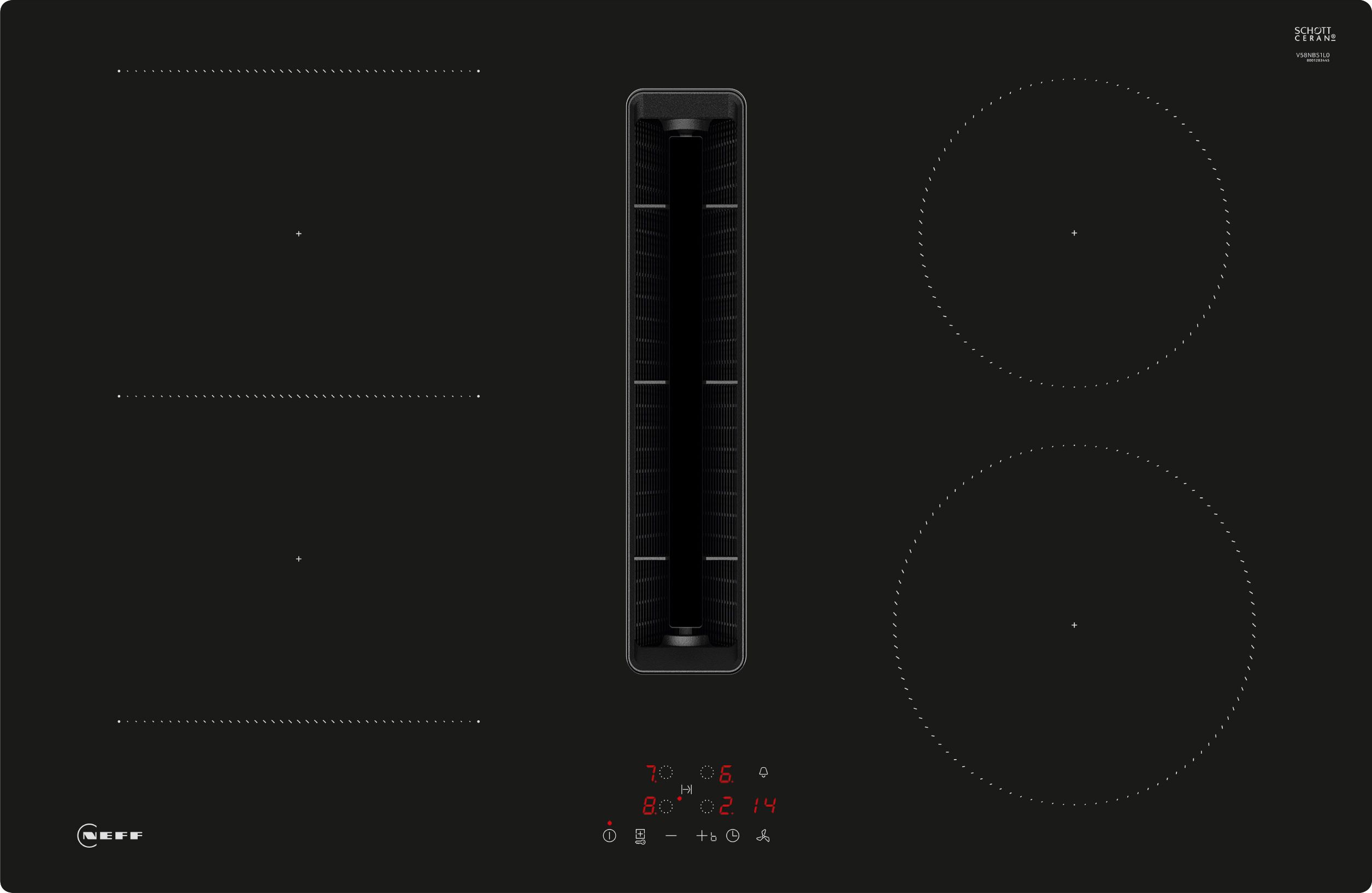 Image of NEFF N50 V58NBS1L0 80cm Induction Extractor Hob - Black - For Ducted/Recirculating Ventilation, Black