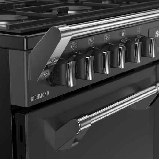 Stoves Richmond 100cm Dual Fuel Range Cooker - Anthracite - Close up handle shot