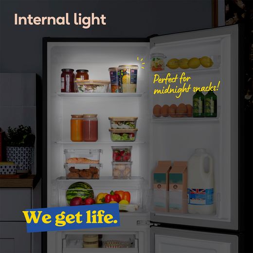 Russell Hobbs RH143FF492E1B 14cm 70/30 Fridge Freezer - Black - Annotation - internal light shot