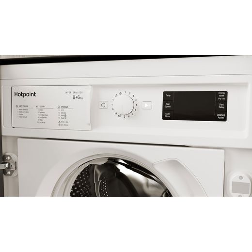 Hotpoint Integrated 9Kg / 6Kg Washer Dryer - White - Close up control panel shot