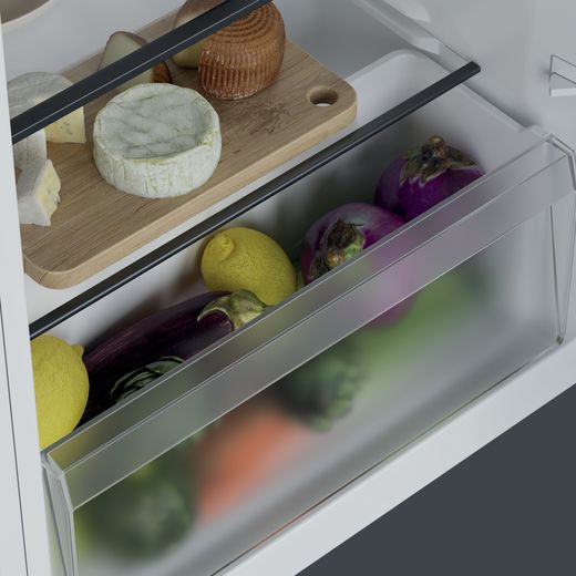 Hoover HONLQ2S58EWK 85cm High Small Fridge - White - Close up drawer shot