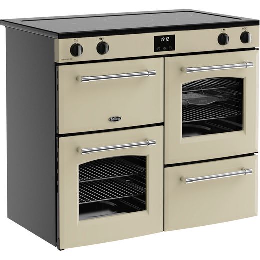 Belling Farmhouse 100Ei 100cm Electric Range Cooker with Induction Hob - Cream - Right perpsective shot