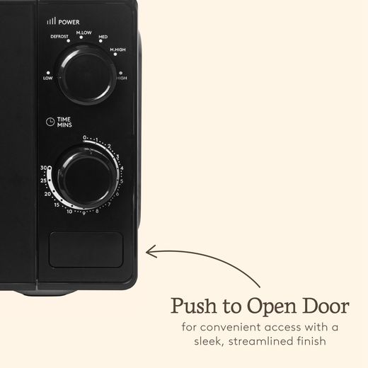 Haden 215635 20 Litre 24cm High, Freestanding Small Microwave - Black - Annotation - Push to open door
