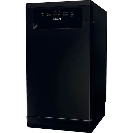 Hotpoint Slimline Dishwasher - Black - Left perspective