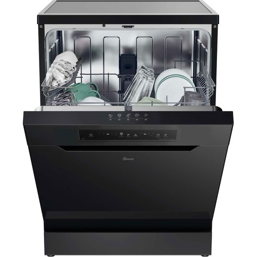 Hoover H-DISH 300 Standard Dishwasher - Black - Front with door open shot