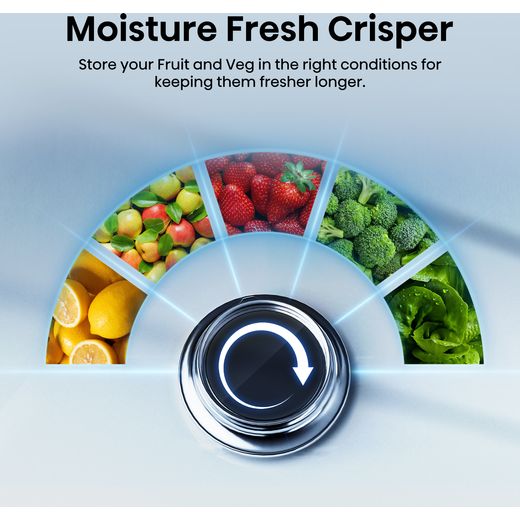 Hisense InvisibleFresh RB5B280SSWC Wifi Connected 193cm 60/40 Integrated Fridge Freezer with Fixed Door Fixing Kit - White - Annotation - Moisture fresh crisper