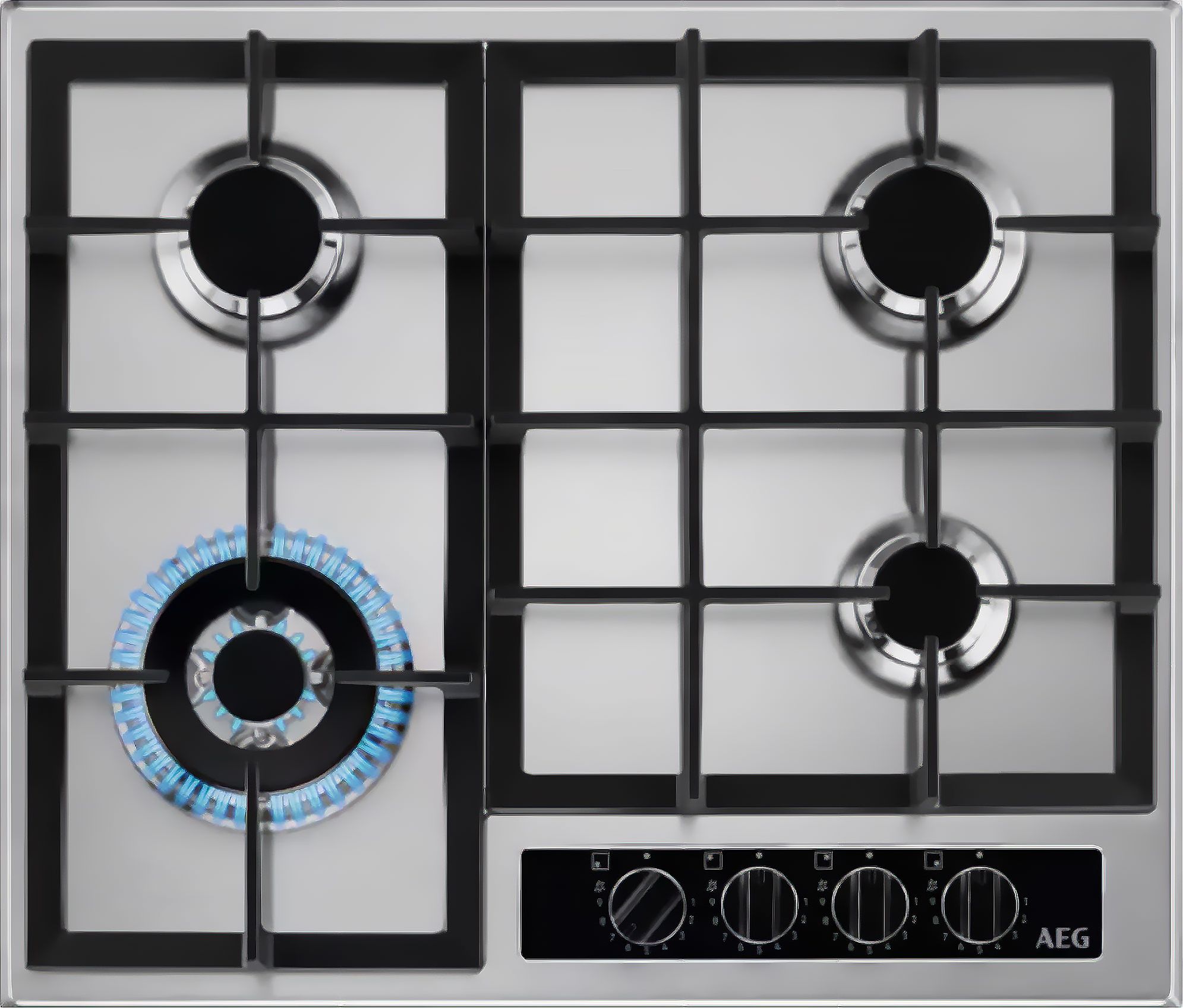 AEG 60cm Gas Hob - Stainless Steel - 4 Burners - Rotary Controls