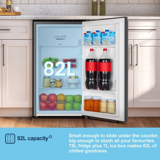 Fridgemaster MUR4894ES Compact 84cm Fridge with Ice Box - Stainless Steel - Annotation - Capacity shot