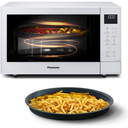 Panasonic 4-in-1 Air Fry NN-CT55RWBPQ 27 Litre 31cm High, Freestanding Small - White - microwave with food shot