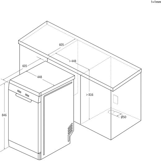 Haier I-Pro Shine Series 5 Slimline Dishwasher - White - Dimensions