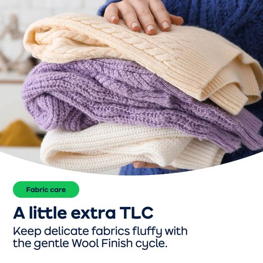 Hoover Pro Dry Series 3 HBR 10N2BX-80 Wifi Connected 10Kg Heat Pump Tumble Dryer - White - AO Annotation - Wool-Finish
