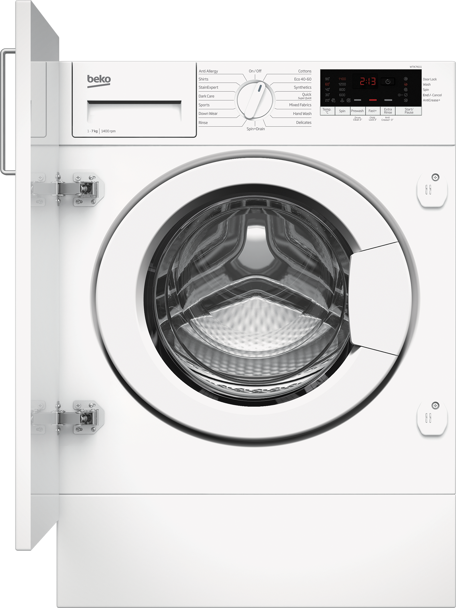 Beko RecycledTub WTIK74111 Integrated 7kg Washing Machine with 1400 rpm - White - C Rated, White