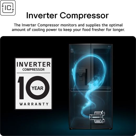 LG NatureFRESH™ GBBS524CEV 203cm No Frost Fridge Freezer - Black Steel  - Annotation - Inverter compressor shot