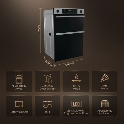 Hisense Hi6 Built In Electric Double Oven - Stainless Steel - Annotation - Feature shot