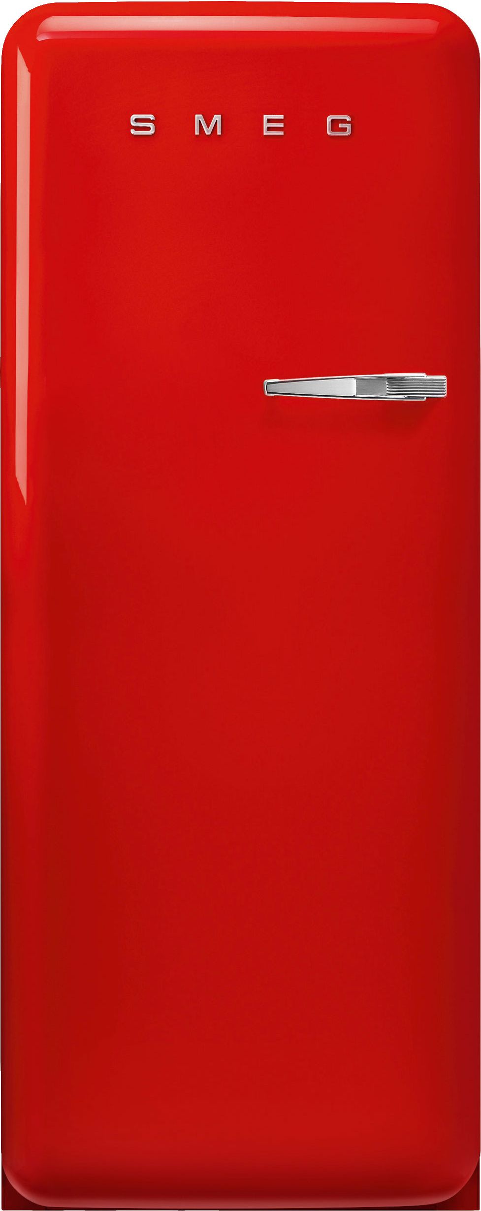 Image of Smeg 50s Style Retro Left Hand Hinge FAB28LRD6UK 153cm Small Fridge with Ice Box - Red - C Rated, Red