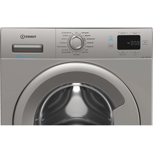 Indesit Push&Go IP 946S PUSH&GO UK 9kg Washing Machine with 1400 rpm - Silver - Control panel