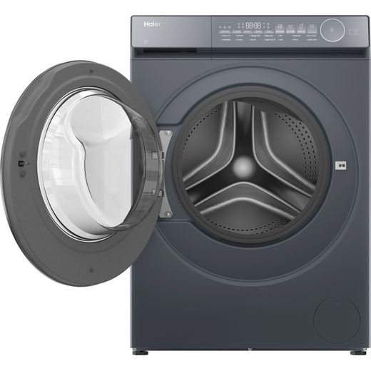 Haier X Series 7 HW120-B14367GUUK 12kg Washing Machine with 1400 rpm - Graphite - Front with door open shot