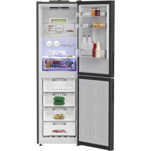 Hotpoint HPKF 6353 XBR4UK 192cm High 50/50 No Frost Fridge Freezer - Dark Inox - Front with door open shot