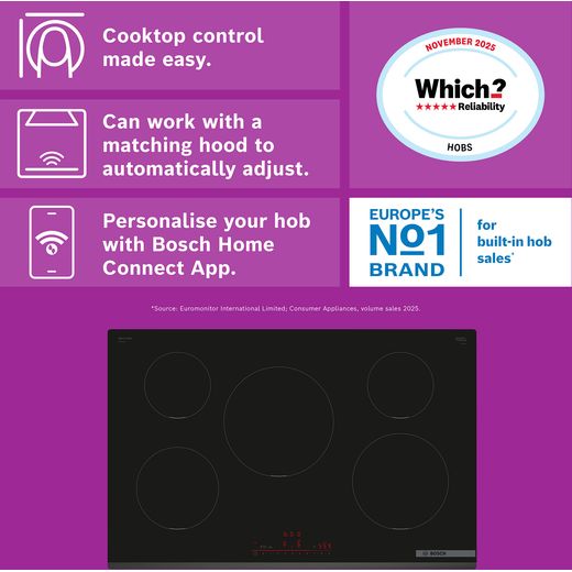 Bosch Serie 6 PIV831HB1E 80cm Induction Hob - Black - annotation - feature shot