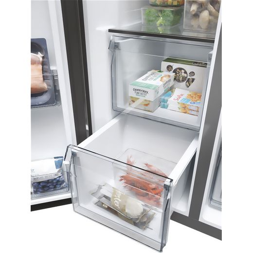 Haier American Fridge Freezer - Stainless Steel - Close up door shelf shot