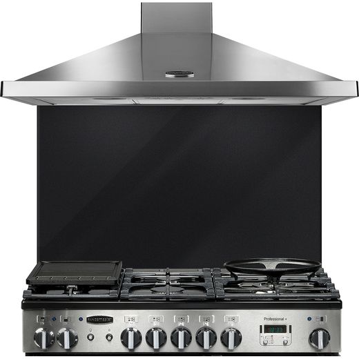 Rangemaster UNBSP1092MB 109 cm Coloured Glass Splashback - Metallic Black