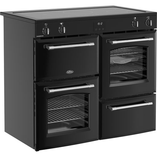 Belling Farmhouse 100Ei 100cm Electric Range Cooker with Induction Hob - Black - Right perspective shot