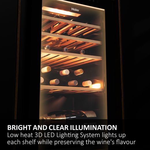 Haier Wine Bank 50 Series 3 Wine Cooler - Black - Annotation - LED lighting 